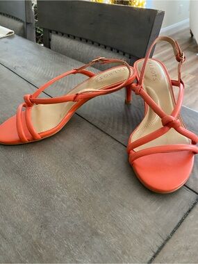 Talbots Coral Knotted Strappy Slingback Heels. New!!
